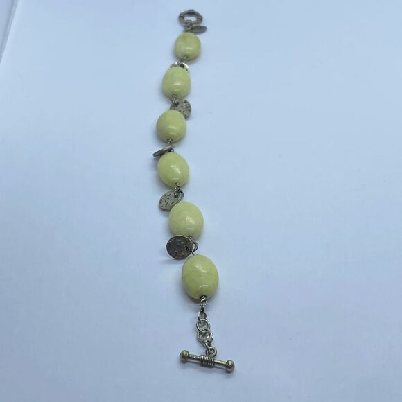 Sparkling Sage Yellow Stone & Sterling Silver Bracelet w/ Toggle Clasp - Picture 5 of 6